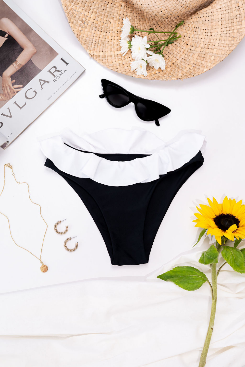 Sunburst Bikini Bottoms - Caviar Pearl