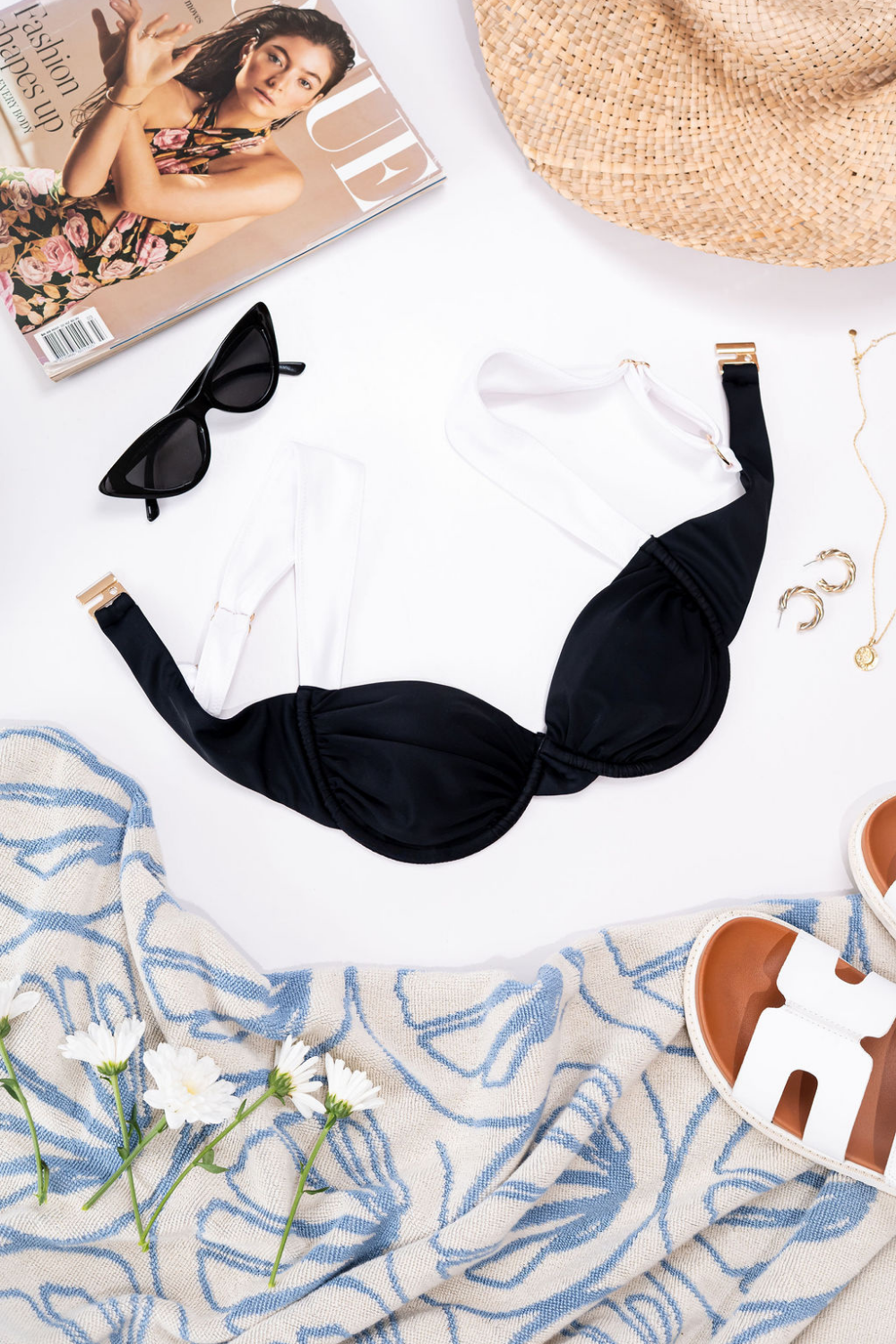 Mermaid Bikini Top - Caviar Pearl