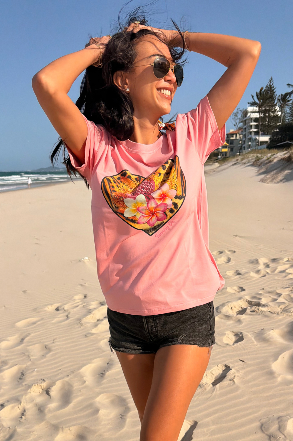 Gigi Oversized Tee Wild Oasis - Pink