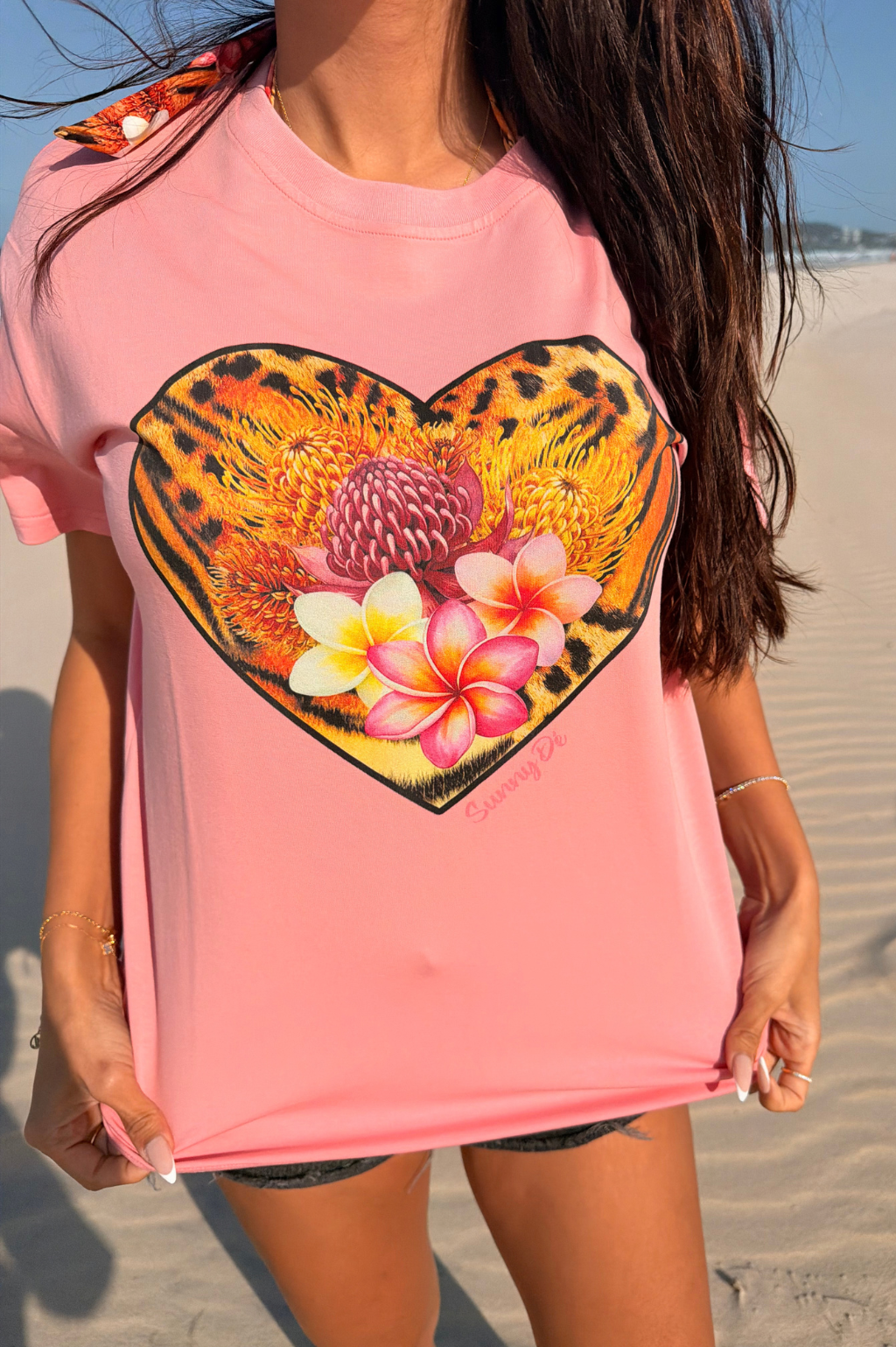 Gigi Oversized Tee Wild Oasis - Pink