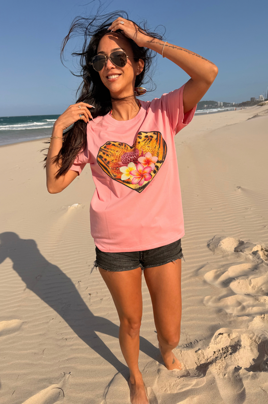 Gigi Oversized Tee Wild Oasis - Pink
