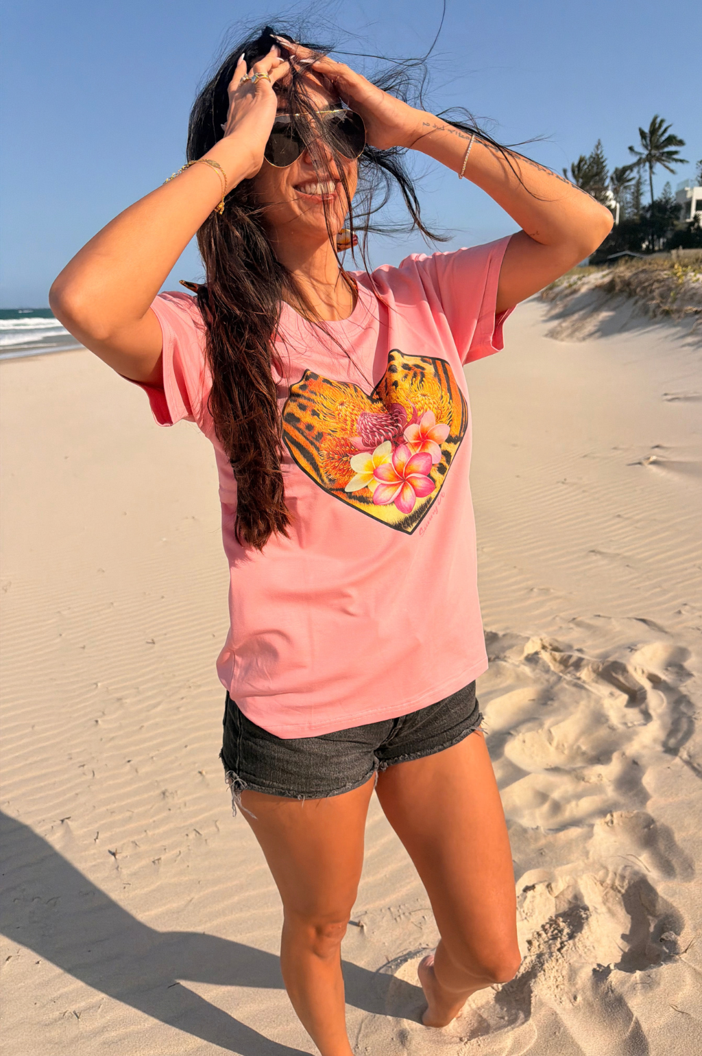 Gigi Oversized Tee Wild Oasis - Pink